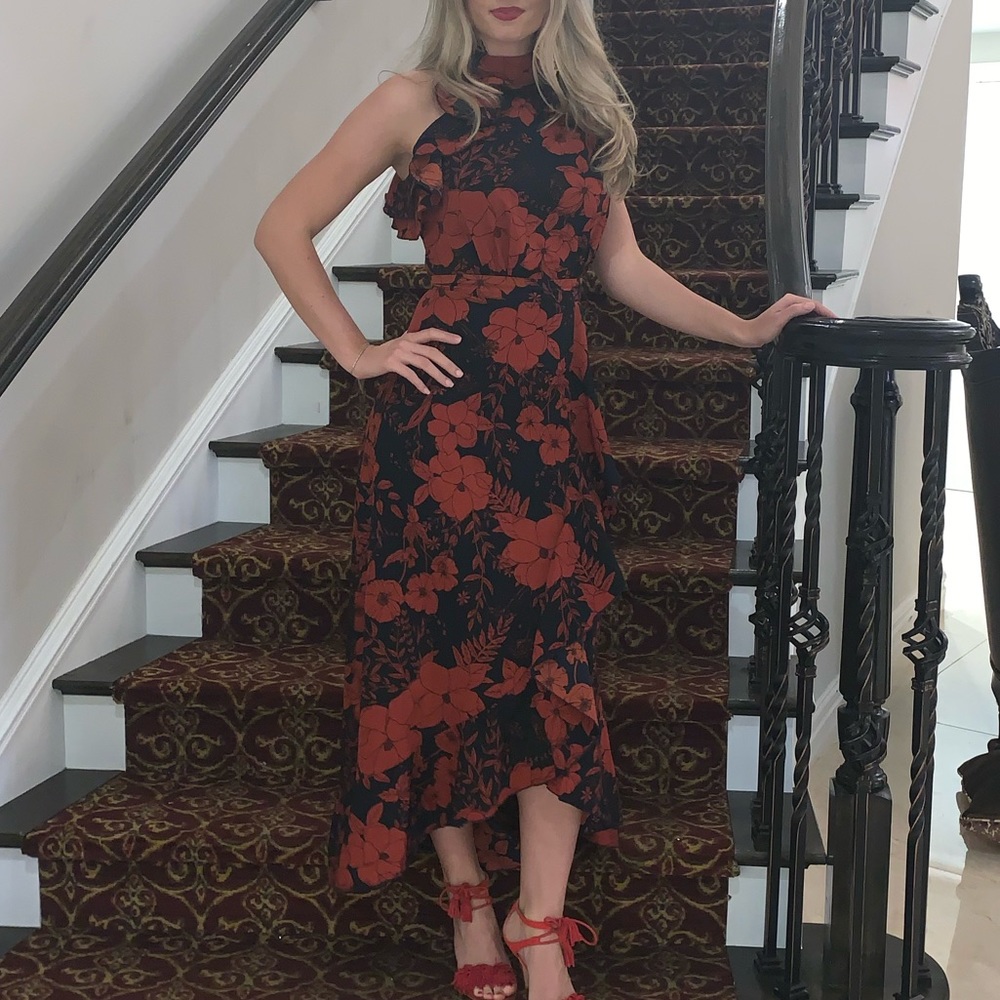 Pretty Little Thing Maxi frill detail floral dress